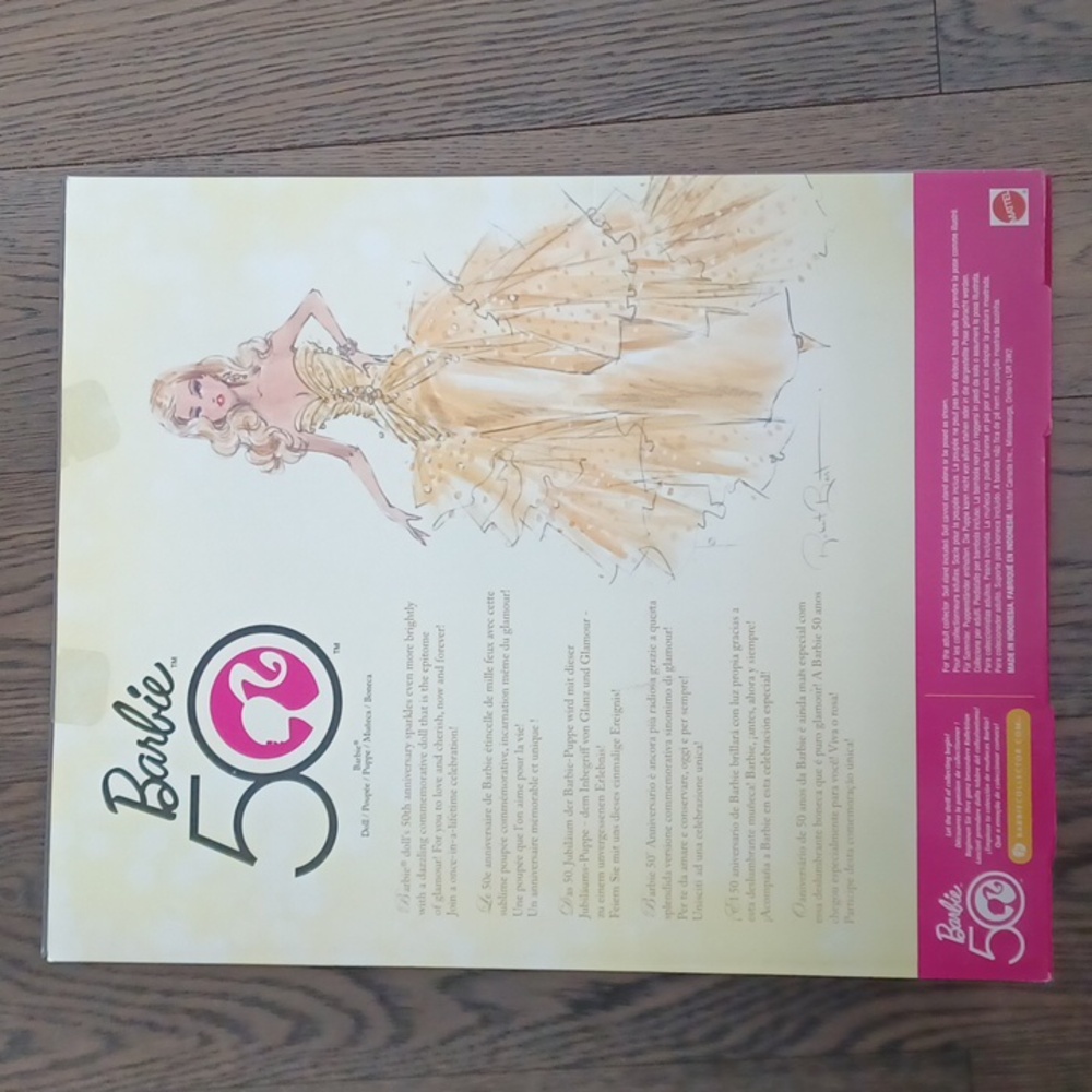 2008 Barbie 50 Gold Sparkly Strapless Holiday Gown Doll Mattel P9070 Robert Best - Picture 7 of 14